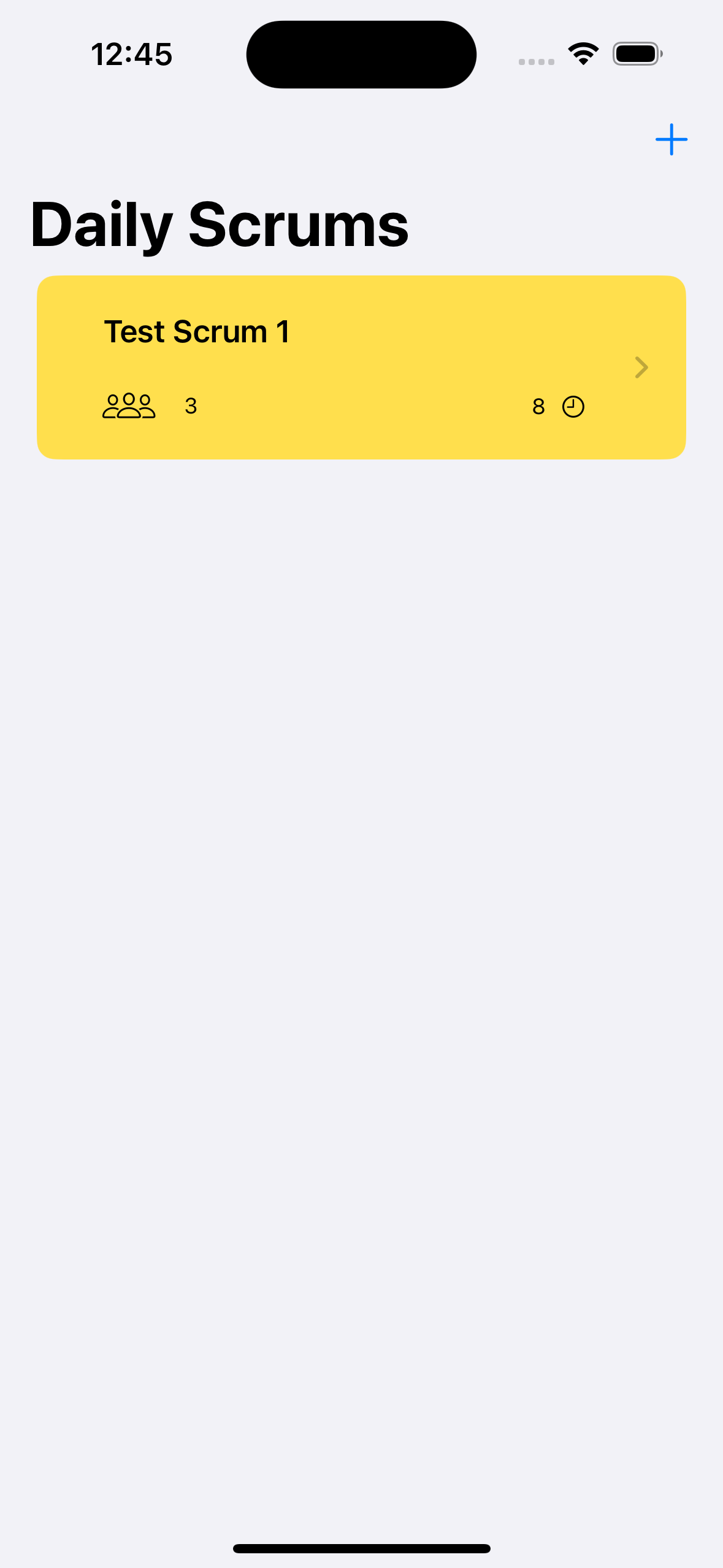 Screenshot of the iOS app's scrum list